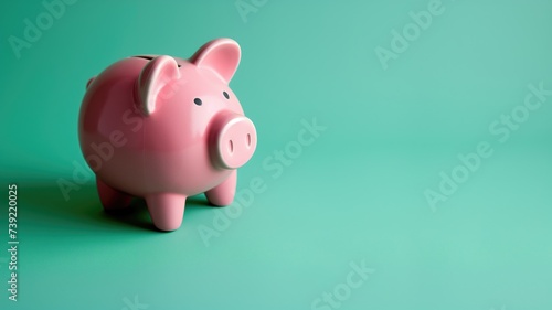 A pink piggy bank on a green background