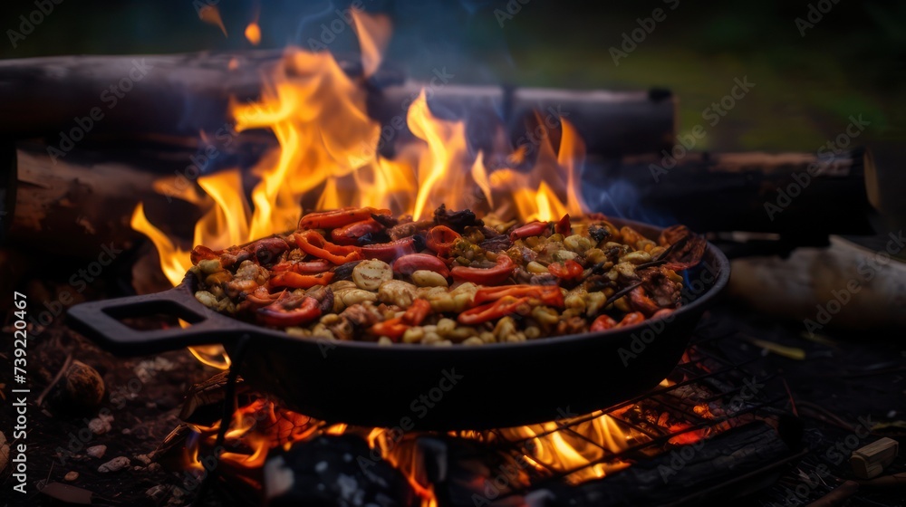 BBQ barbecue grilling outdoor in the backyard of the house. Holidays with family in the morning to eat together. BBQ barbecue grilling outdoor in the backyard of the house. Holidays with family in the morning to eat together.