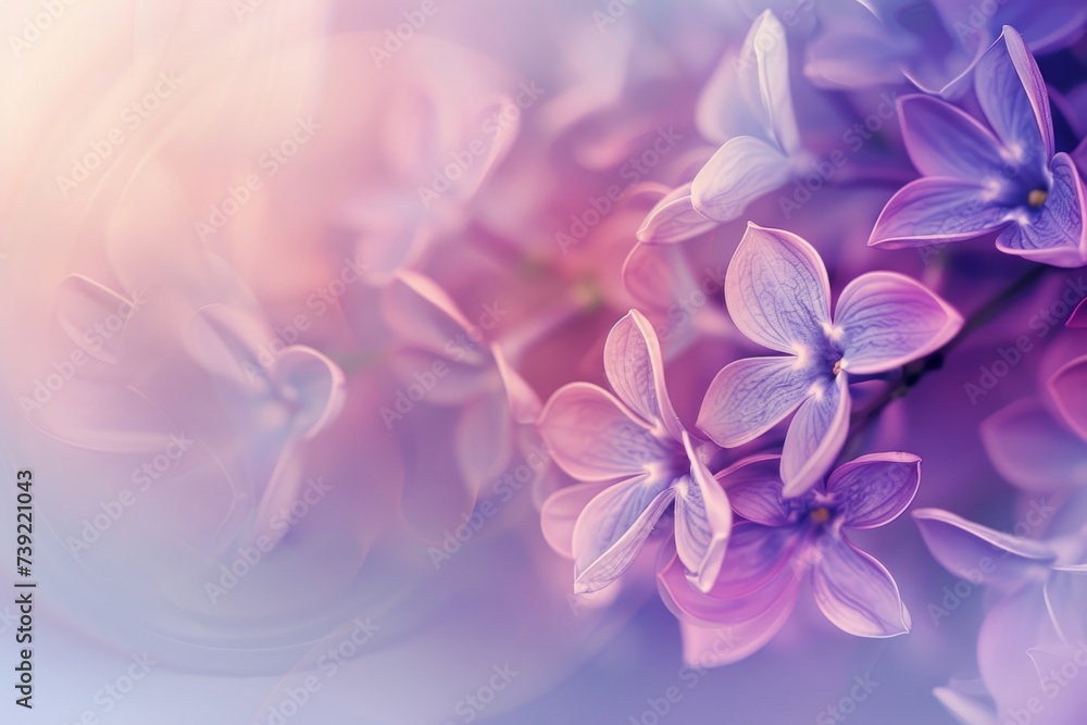 Lilac flowers in soft color and blur style for background. Abstract background awareness days in May in cream and lilac.  - obrazy, fototapety, plakaty 