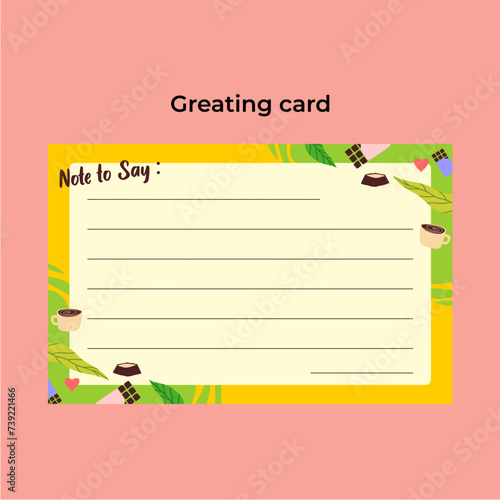 Valentines Day Greeting Card with chocolate bon bon frame. Vector illustration. stock illustration.
