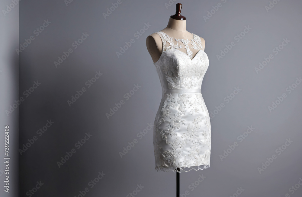 short, tight wedding dress on a gray background short, tight wedding dress on a gray background