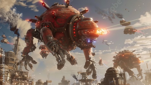 Imagine an epic showdown between an army of steampunk machines and a horde of monstrous creatures