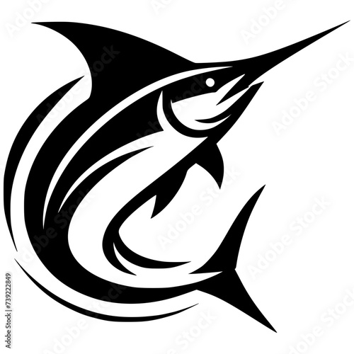 Simple and elegant marlin fish logo
