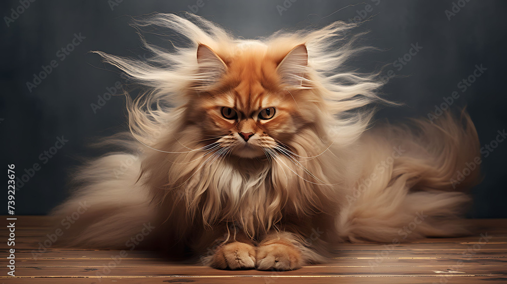 A cat with a fluffy fur mane.