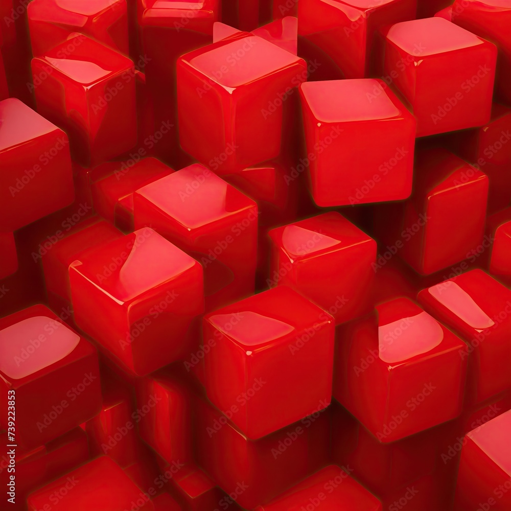 Abstract Red cubes background Abstract Red cubes background