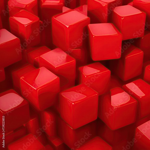 Abstract Red cubes background