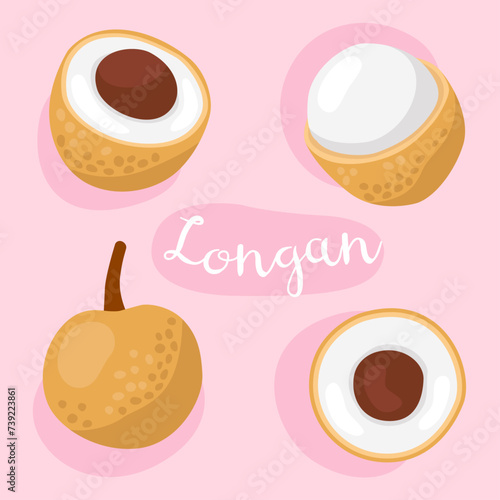 Longan. Fresh, sweet, ripe tropical fruits. Half and whole of longan. Fruits, berries. Exotic fruits. Dragon's eye fruit. 