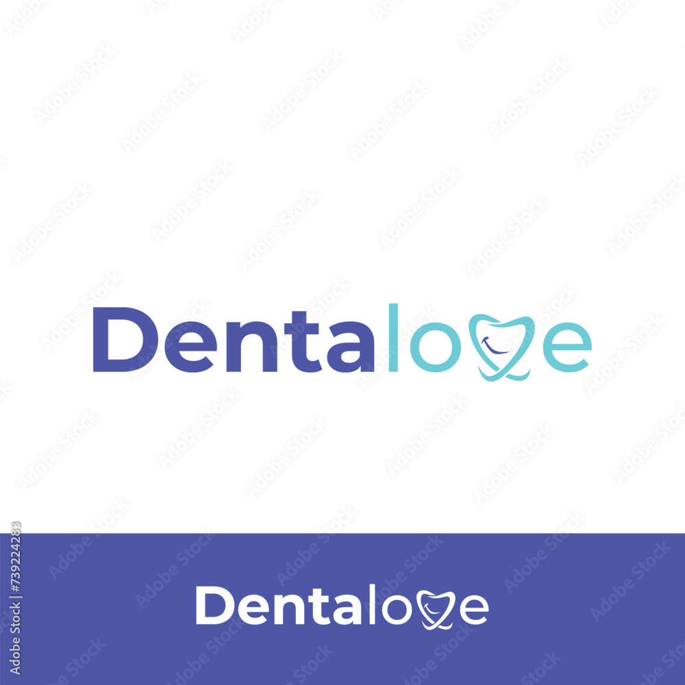 Dental Love Logo design | Vector HD logo with Smile in teeth for your Dental Clinic.