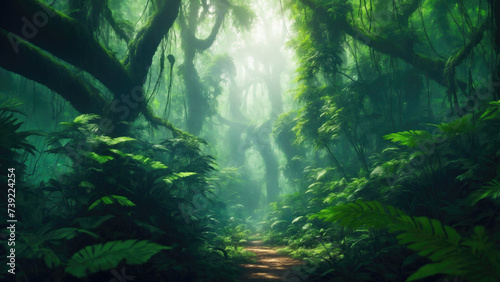 Jungle nature scene forest background © Reazy Studio