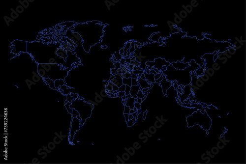 World map. Continents and oceans  africa  antarctic  asia  europe  america  australia. detailed map silhouette illustration