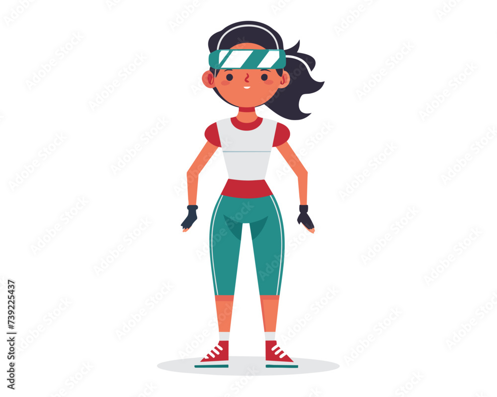 People with virtual fitness concept. Man and woman in virtual reality glasses at treadmill. Active lifestyle and sports, training in gym. Metaverse and cyberspace. Cartoon flat vector illustration