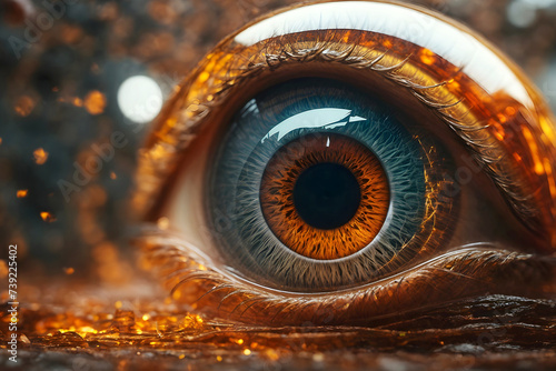 Close-up photo of a blue-brown eye. Fabulous blue-brown eye.
