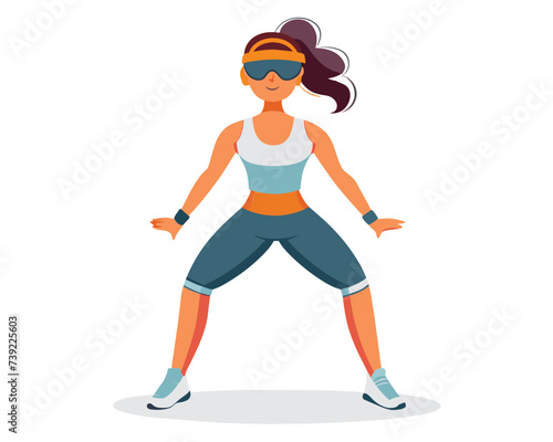 People with virtual fitness concept. Man and woman in virtual reality glasses at treadmill. Active lifestyle and sports, training in gym. Metaverse and cyberspace. Cartoon flat vector illustration