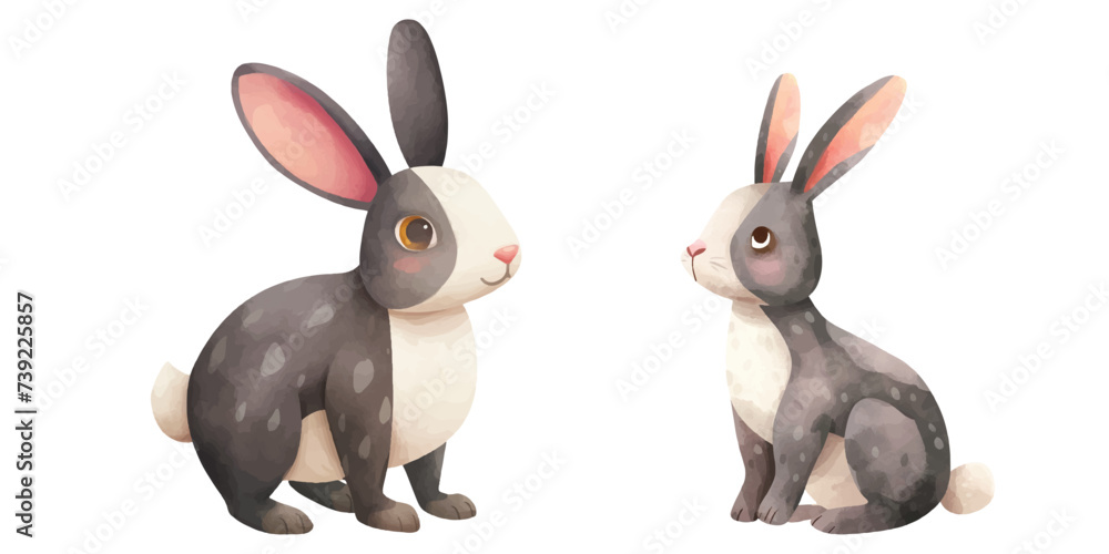 cute rabbit watercolour vector illustration