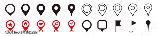 Flat icon set of location and map pins	 photo