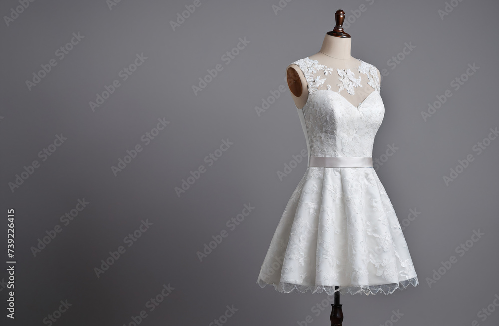 short wedding dress on a gray background short wedding dress on a gray background