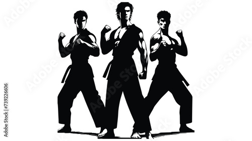 Silhouette of martial art. Kungfu, karate, taekwondo
