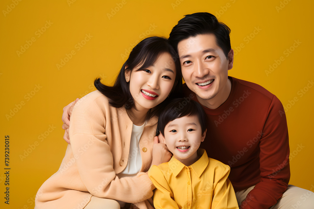 Chineses Man, Woman, and Daughter Share Smiles and Embraces, Showcasing the Warmth of Togetherness.