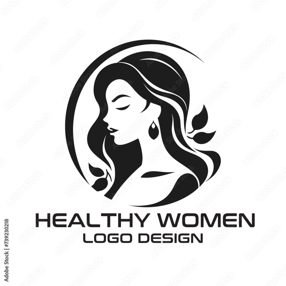 Healthy Woman Vector Logo Design