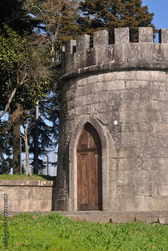 Torre medieval construída em pedra situada em Rio Tinto, Gondomar, Portugal photo