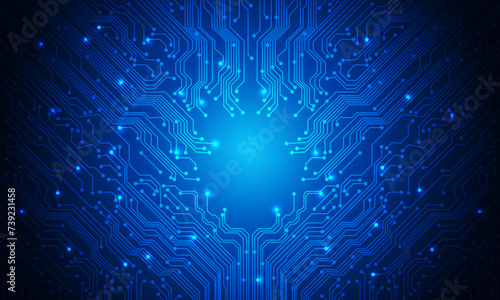 Technology blue circuit light energy power system computer mainboard geometric creative design modern futuristic background vector