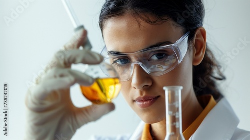 portrait of a female researcher scientist carrying out experiments