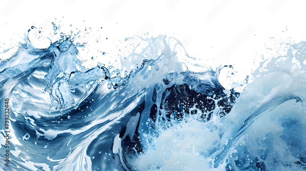 Blue sea wave with white foam isolated on white background. Blue sea wave with white foam isolated on white background.