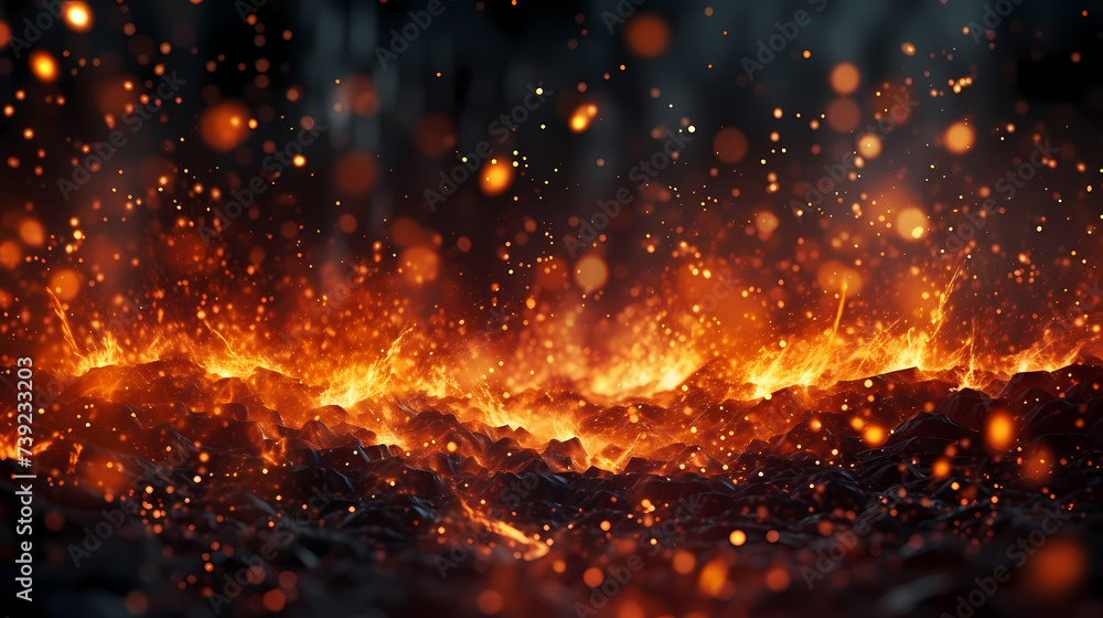 Fototapeta premium Close-up view of flames on black background