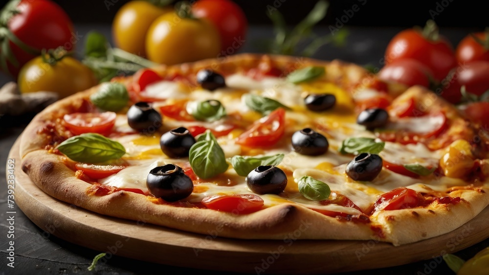 pizza with garden-fresh toppings. Generative AI pizza with garden-fresh toppings. Generative AI
