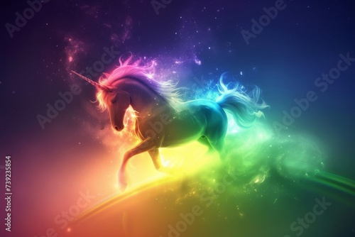 A translucent unicorn dancing on a rainbow © Virtual Art Studio