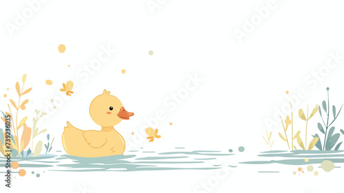 Flat color illustration of cute duck vector photo