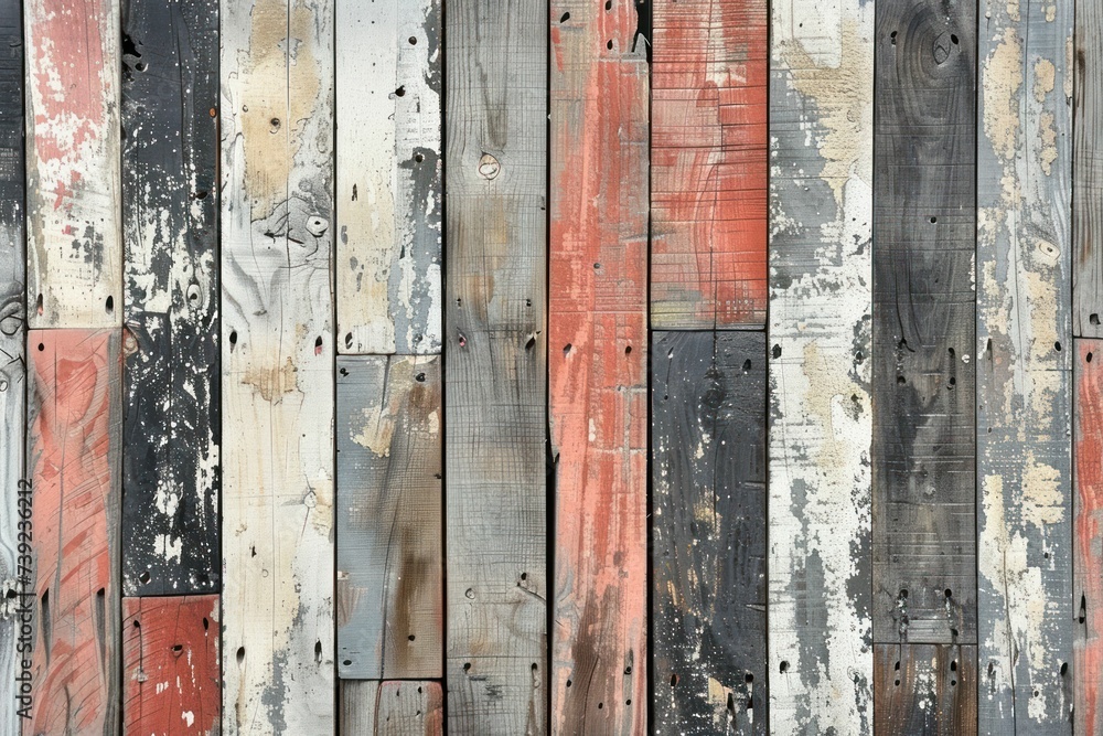 A rustic cabin feel is evoked by this distressed wood plank wallpaper, which looks weathered and worn