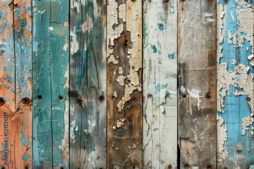 This wallpaper's distressed wood planks give off a rustic cabin vibe, appearing weathered and worn © Manyapha
