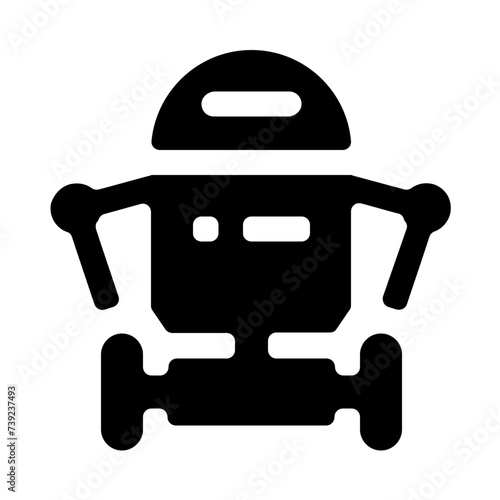 Humanoid Wheels Robot Solid Icon