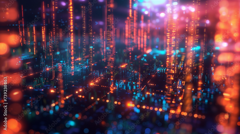 Abstract digital landscape of glowing financial data points Abstract digital landscape of glowing financial data points