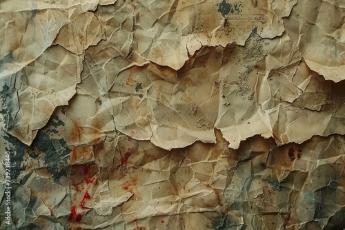 Stains and torn edges on this old paper texture lend it an antique grunge look and nostalgic feel