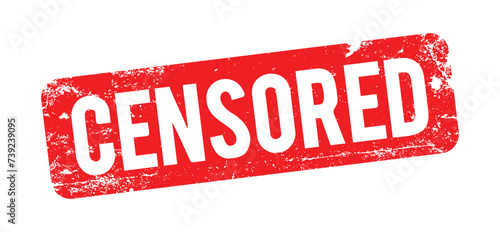 Censored red square grunge stamp isolated on white background. Vector Illustration