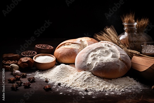 a group of breads and flour