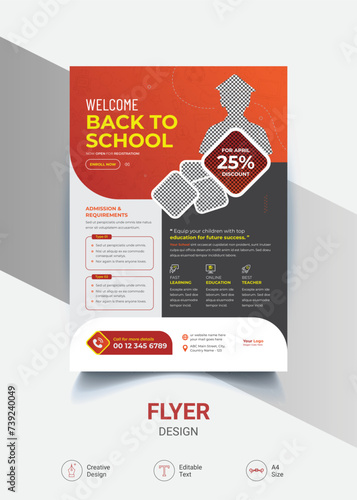 School admission flyer design template, flyer for kids, colorful admission design, open for registration flyer.