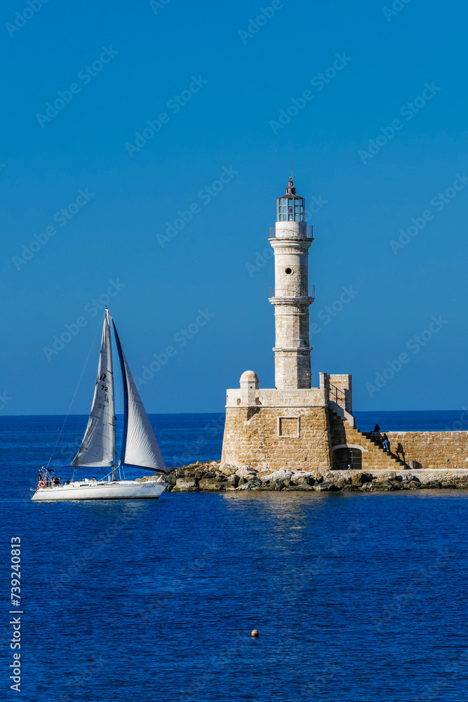 Lighthouse Chania Venetian Port Harbour Crete Greece Lighthouse Chania Venetian Port Harbour Crete Greece