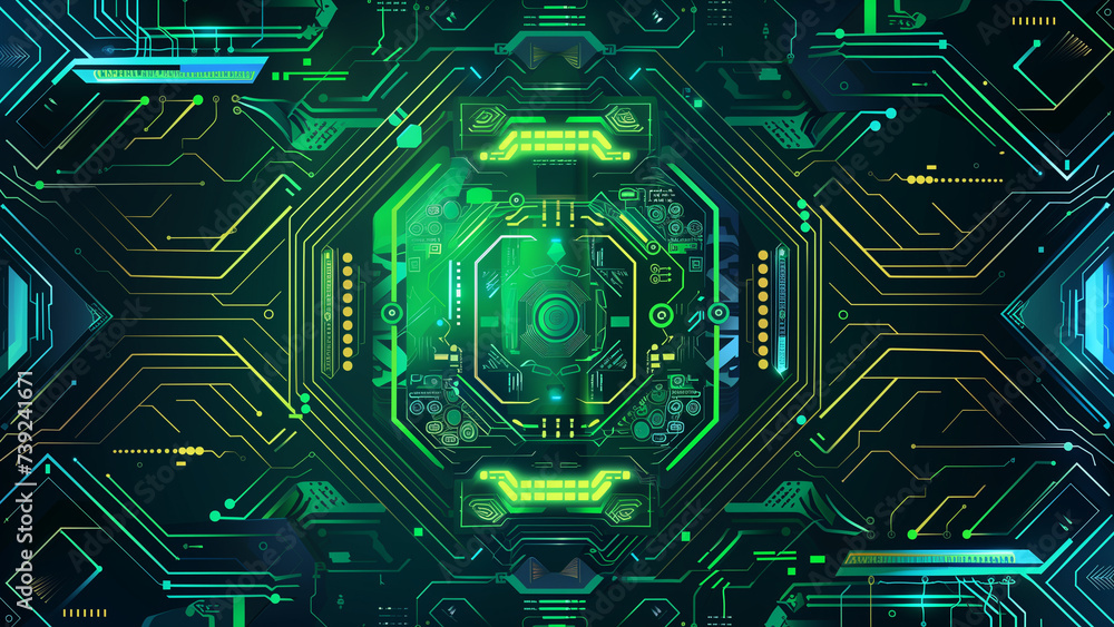 Fototapeta premium Futuristic Frame: High Tech Pattern for Poster Border