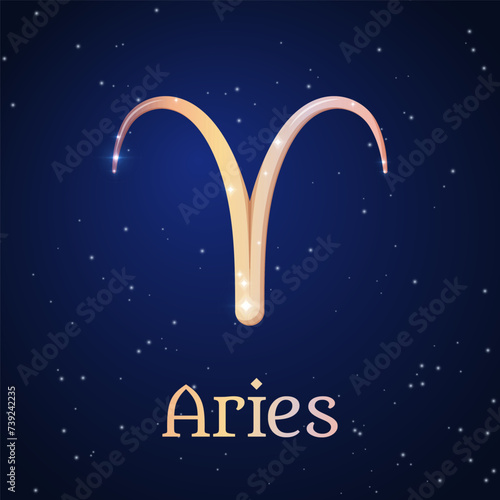 Fotografie Aries zodiac sign on dark blue starry sky