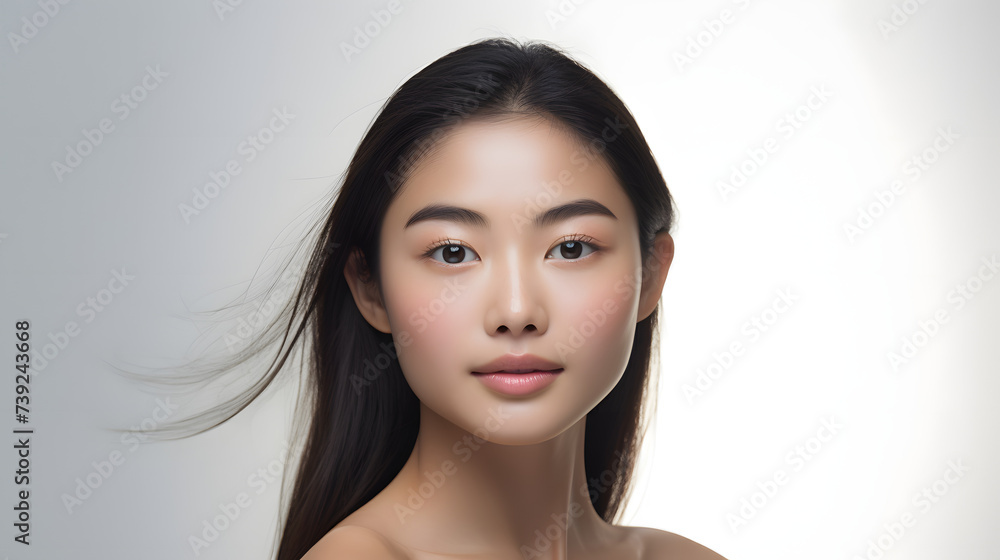 Woman's Face, Illuminating the Success of Facial Care and Cosmetology Woman's Face, Illuminating the Success of Facial Care and Cosmetology