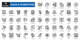 Sales And Marketing linear icon collection set. includes business, marketing, strategy, management, customer, analysis, sales, growth, concept, technology