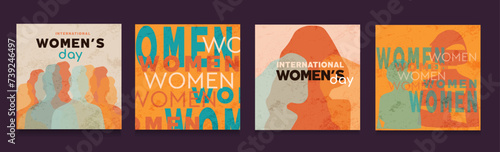 Women Silhouette for 8 March Celebration. Set Graphic Design for International Women's Day of Advertising, Web, Social Media, Poster, Banner, Cover. Vector Illustration photo