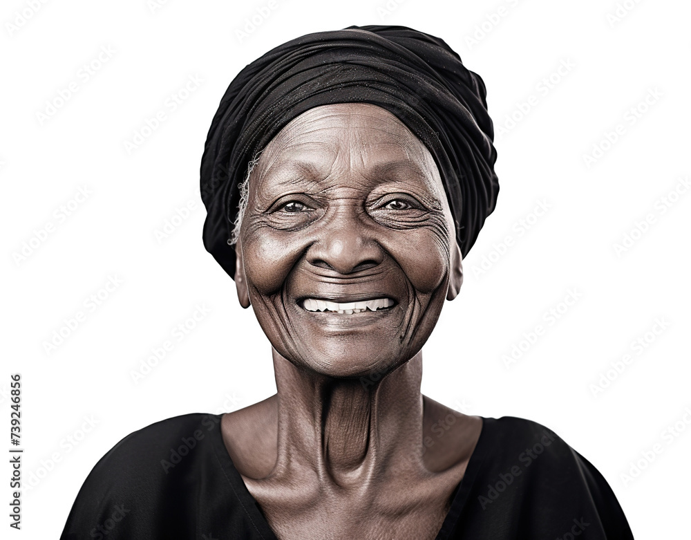 Portrait of a smiling African American senior woman with white hair, cut out Portrait of a smiling African American senior woman with white hair, cut out