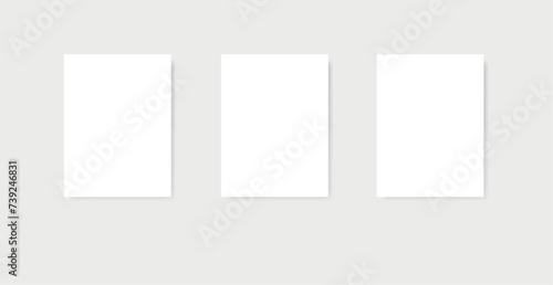 3 plain white frames on a gray background vector illustration