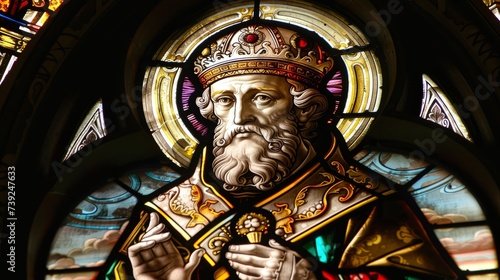 Stained glass window of a saint a beacon of faith and guidance