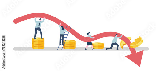 Flat desgin illustration of recession and bankrupt concept