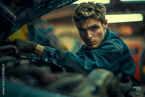 Attractive male auto mechanic